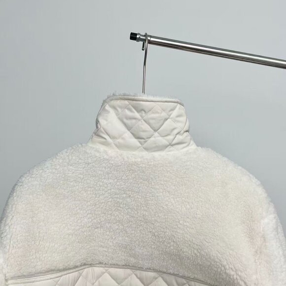 Alo White Lambswool Patchwork Coat, Gentle and Warm Short Jacket, Women's Size M - Picture 8 of 9